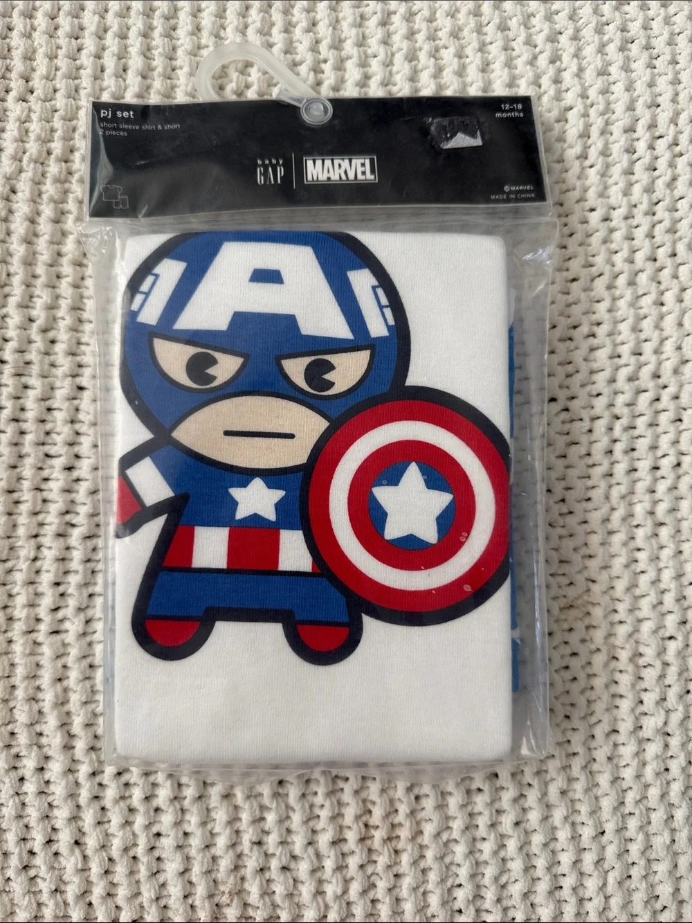 Baby Gap Marvel Captain America Pajama Set Shorts Short Sleeve 12-18M NWT